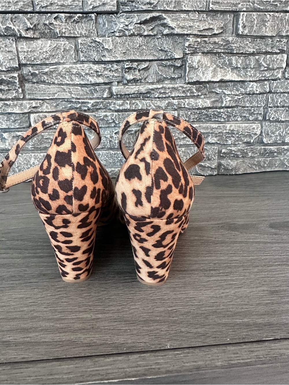 Torrid Leopard Print Ankle-Strap Block Heels - Tan/Black - Picture 5 of 7